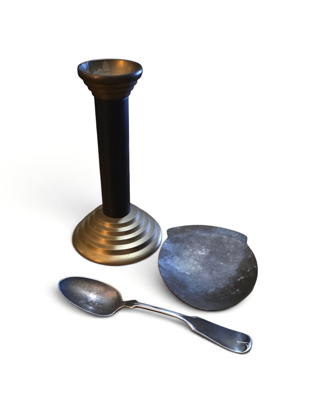 Vintage Bundle #1 Candlestick Holder, Pocket Change Dish, & Vintage Spoon